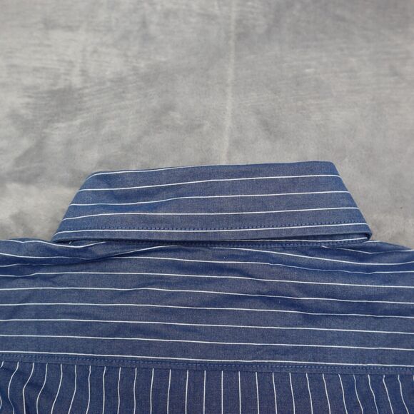 Hollister Button Up Shirt Mens Medium M Blue White Stripes Dress Preppy Work - Picture 13 of 16
